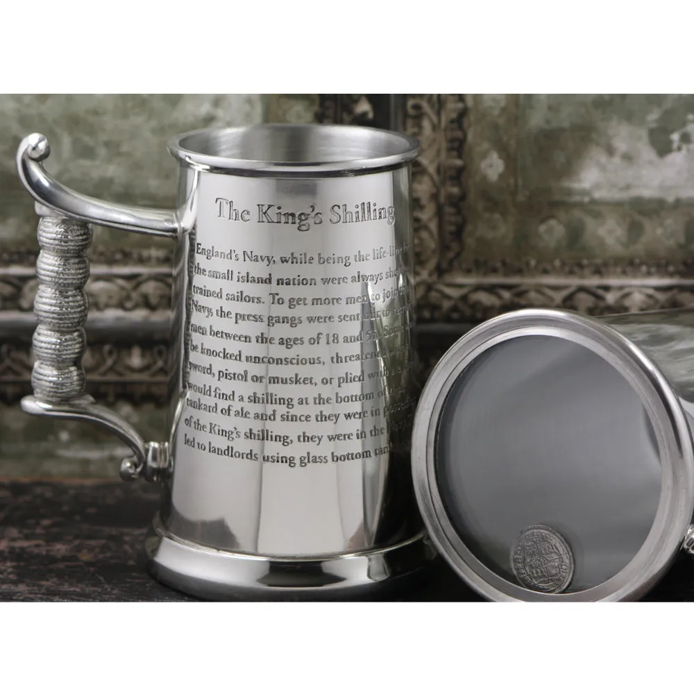 1 Pint* Heavy Style Pewter Kings Shilling Beer Mug Tankard - As Seen On TV