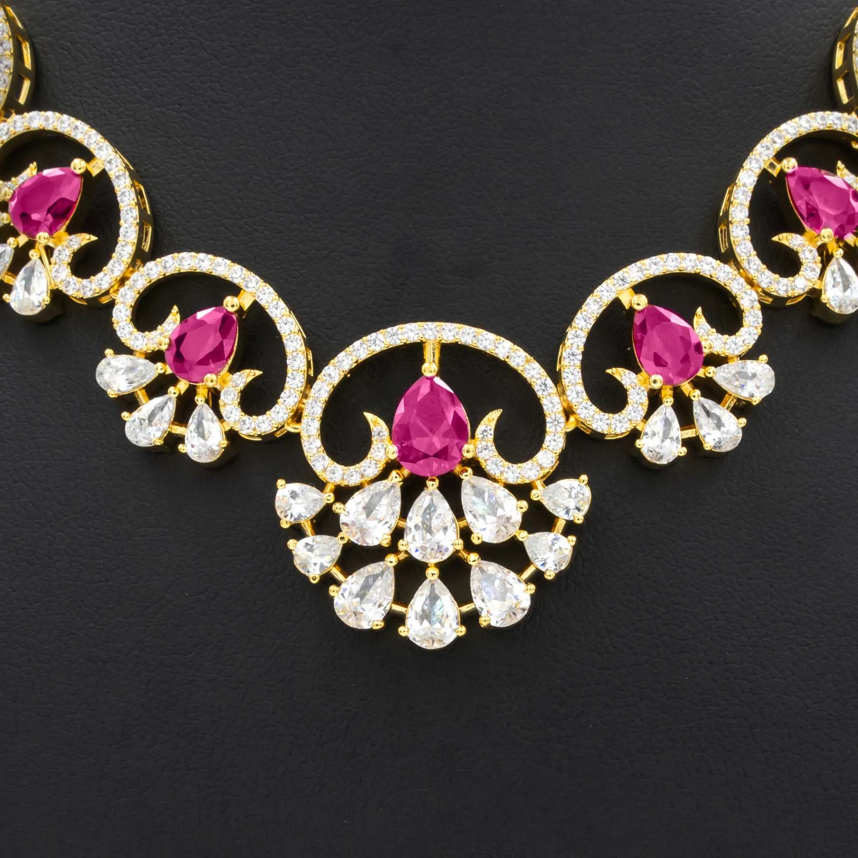 24ct Gold Plated Stone Necklace with stud PMSNS3WR-009, PMSHST12WR-022