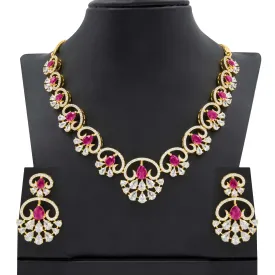 24ct Gold Plated Stone Necklace with stud PMSNS3WR-009, PMSHST12WR-022