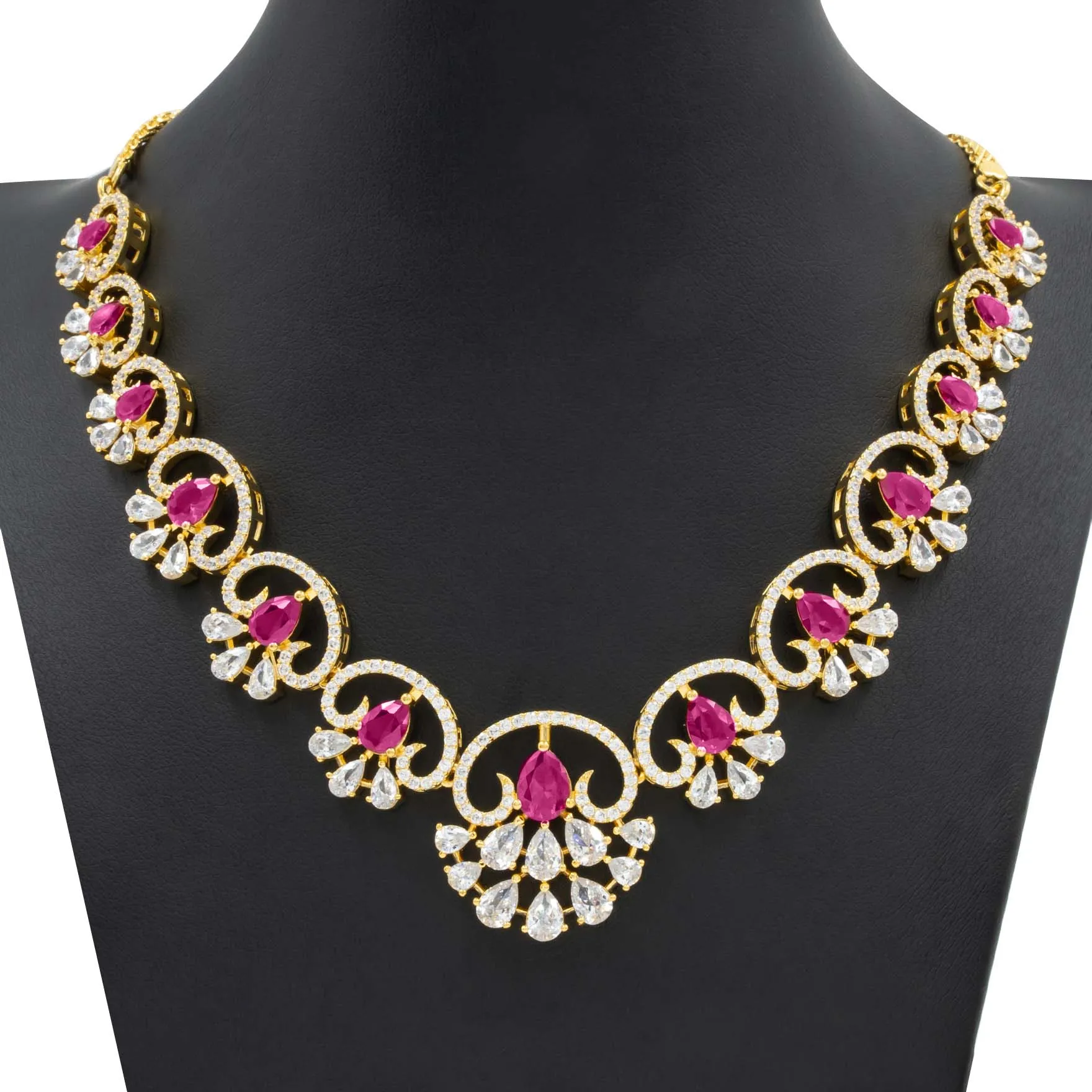 24ct Gold Plated Stone Necklace with stud PMSNS3WR-009, PMSHST12WR-022