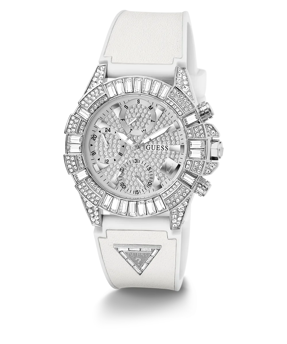 40th Anniversary Special Edition GUESS Ladies White Silver Tone Multi-function Watch