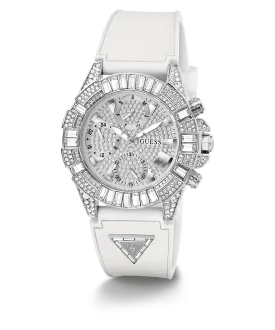 40th Anniversary Special Edition GUESS Ladies White Silver Tone Multi-function Watch