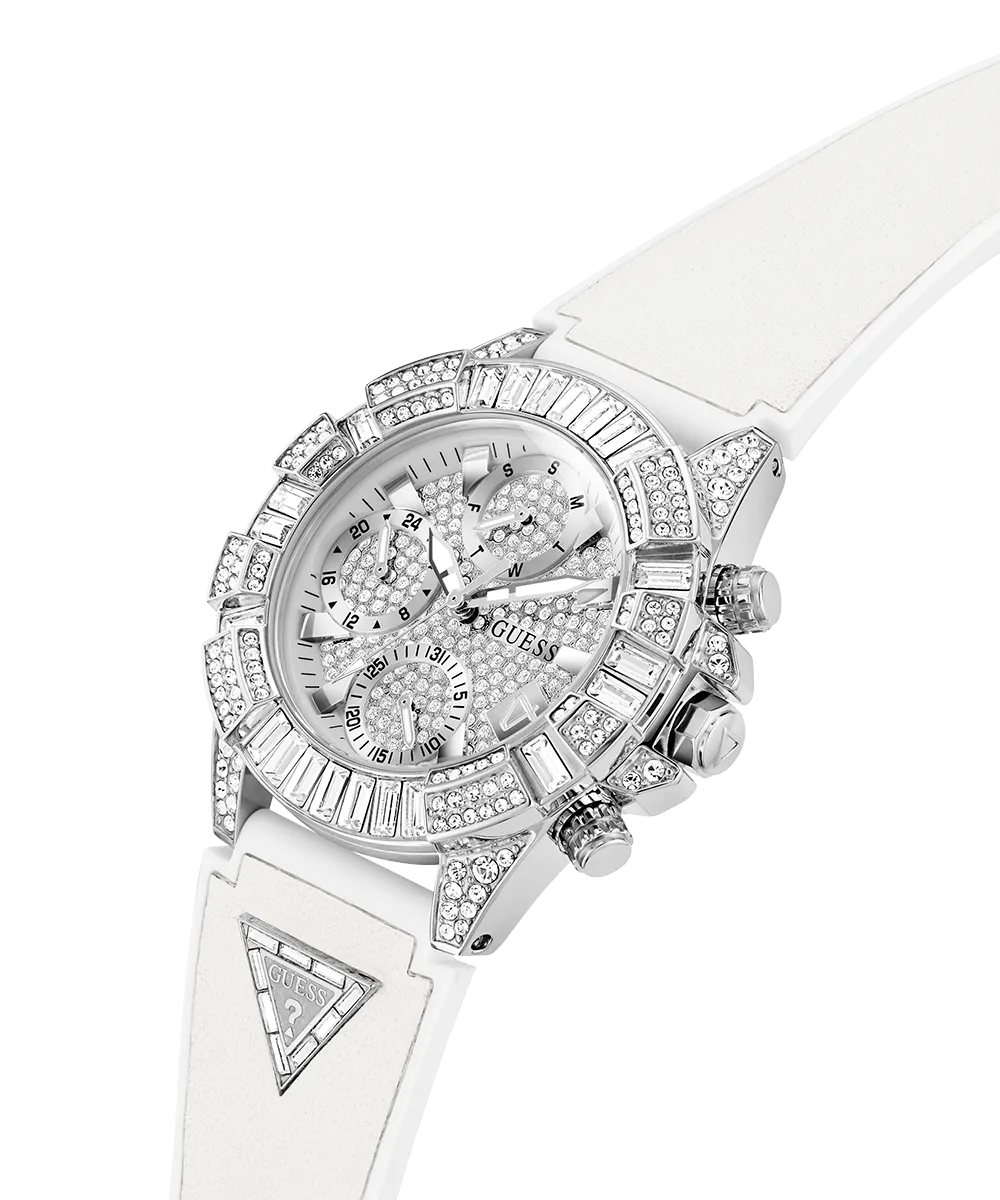 40th Anniversary Special Edition GUESS Ladies White Silver Tone Multi-function Watch