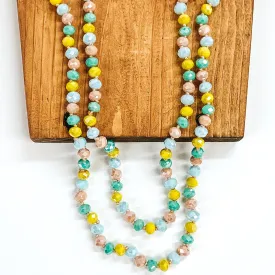 60 Inch Crystal Strand Necklace in Green, Blue, and Yellow