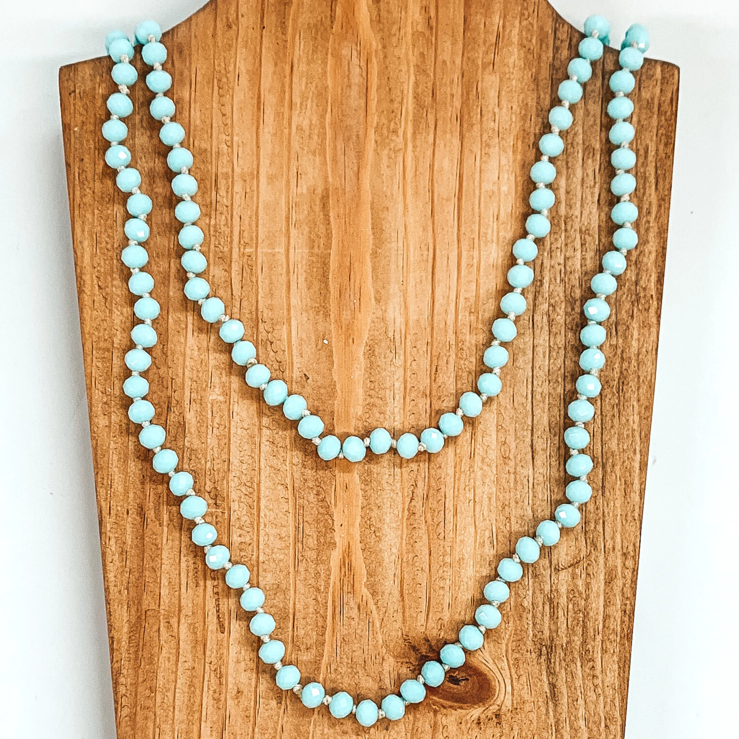 60 Inch Crystal Strand Necklace in Pastel Blue