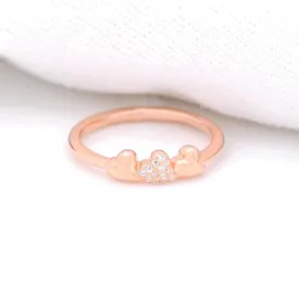 925 Rosegold Triple Heart Ring