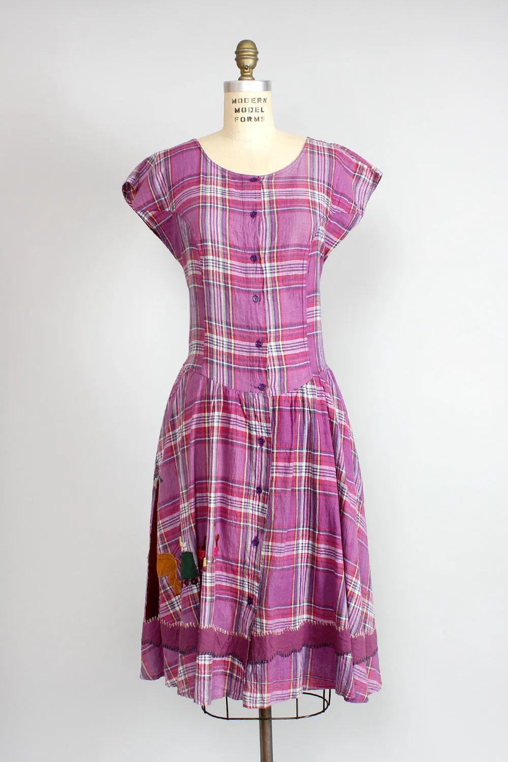 Ashanti Plaid Applique Dress M/L