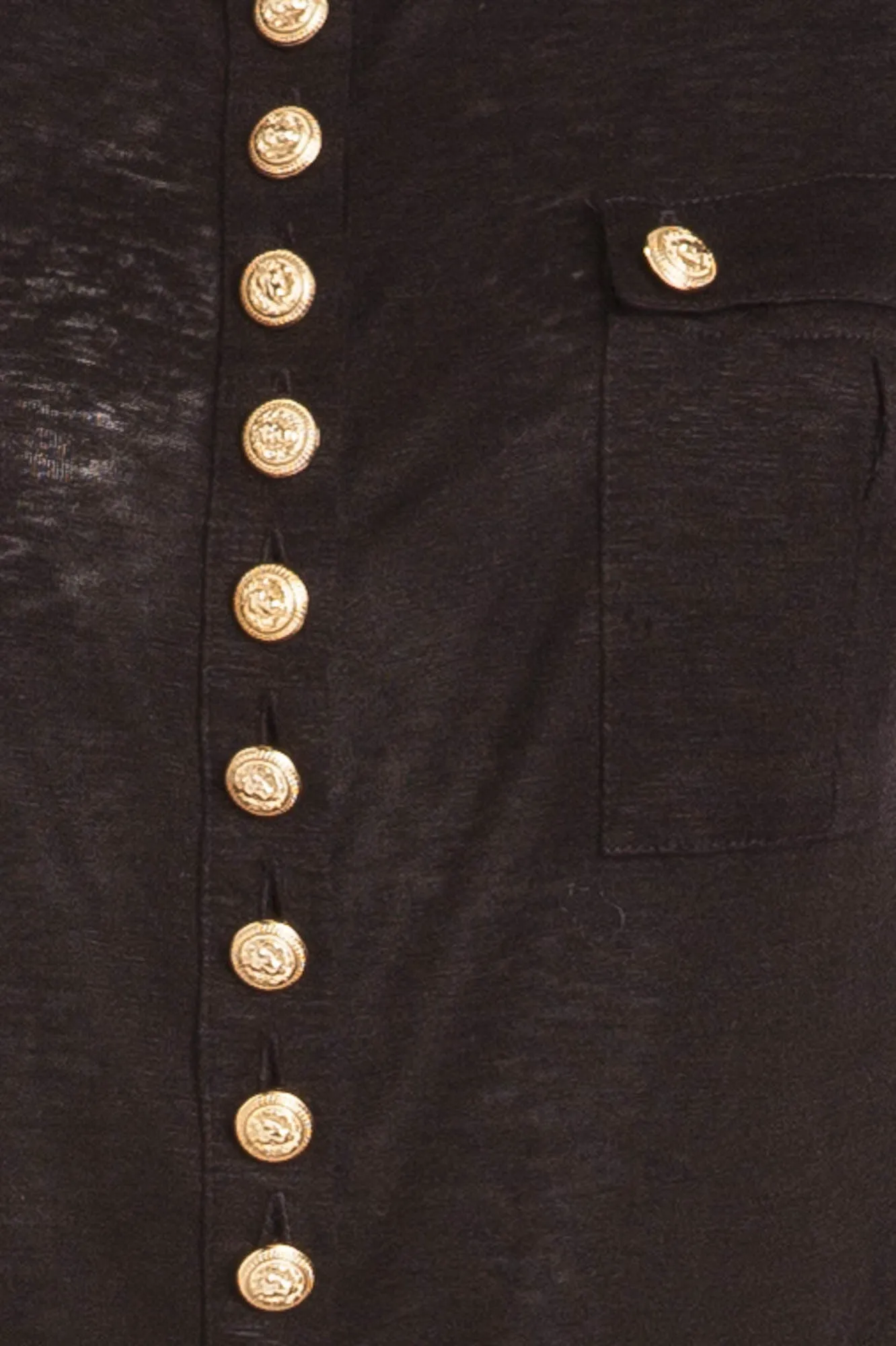 Balmain - Short Sleeve Black Top with Gold Buttons - FR 40