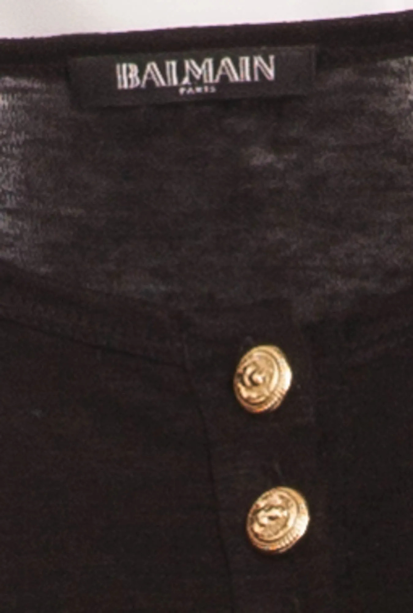 Balmain - Short Sleeve Black Top with Gold Buttons - FR 40