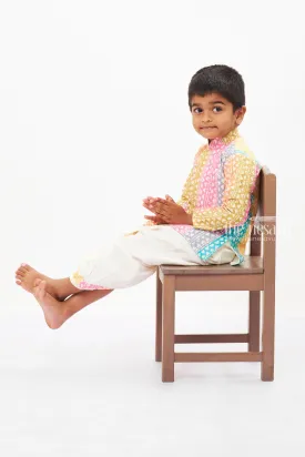 Boys Geometric Print Kurta and Dhoti Set - Colorful Traditional Attire