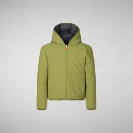 Boys' hooded reversible jacket Oliver in lizard green