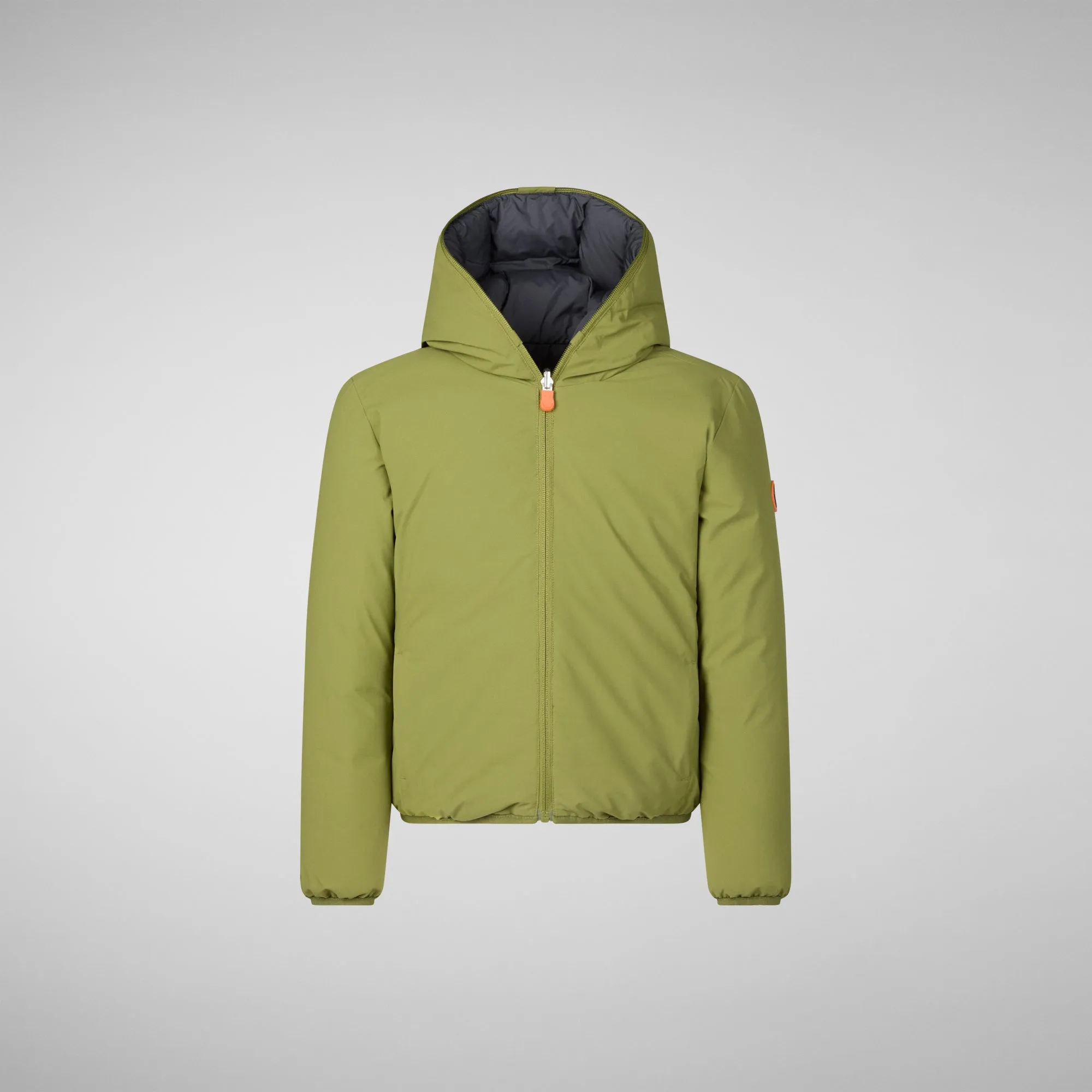 Boys' hooded reversible jacket Oliver in lizard green