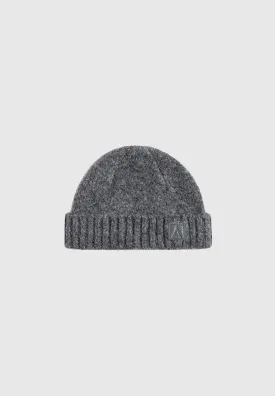 Brushed Wool Knit Beanie - Grey Marl