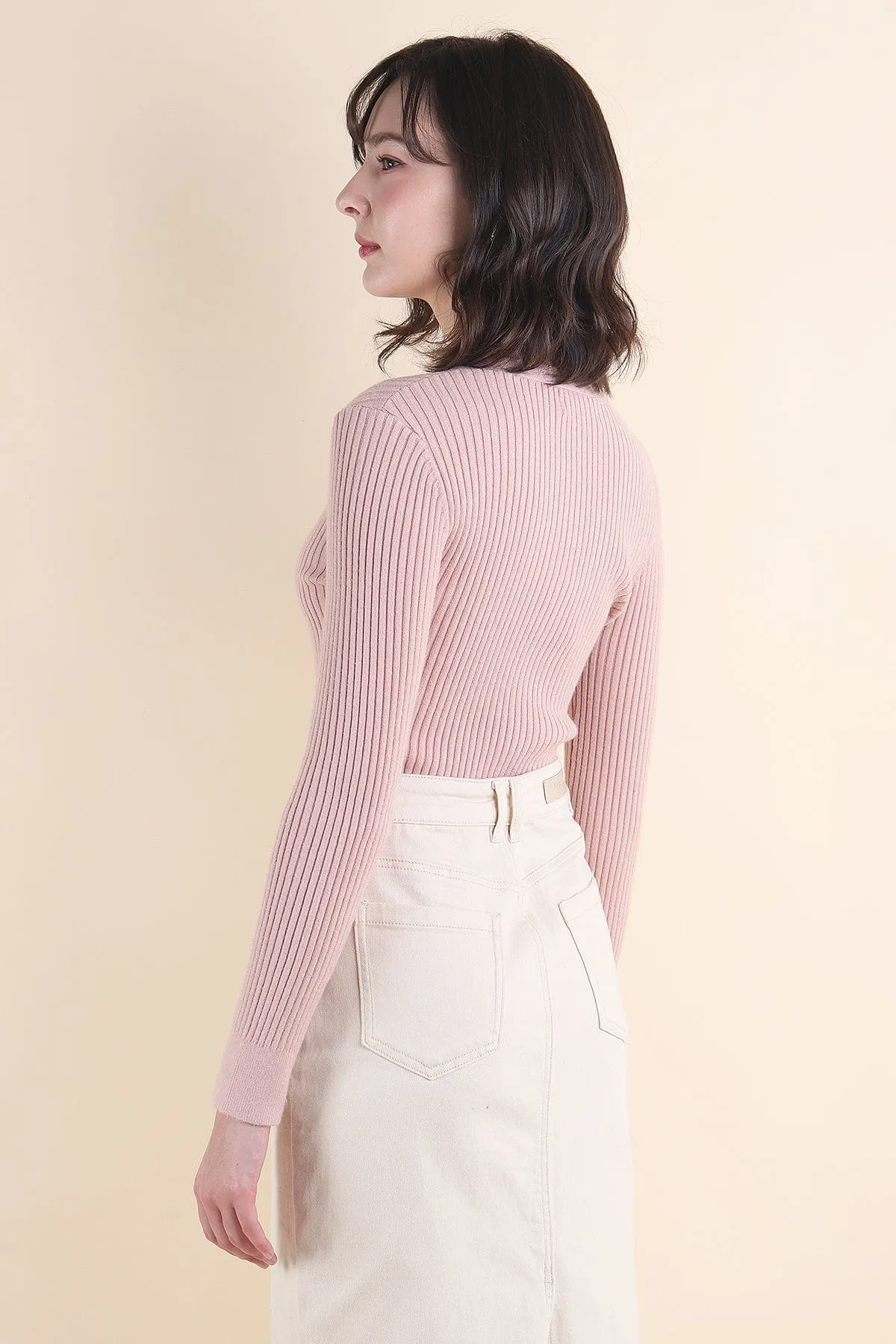 COCO RIBBED KNIT TOP IN PINK