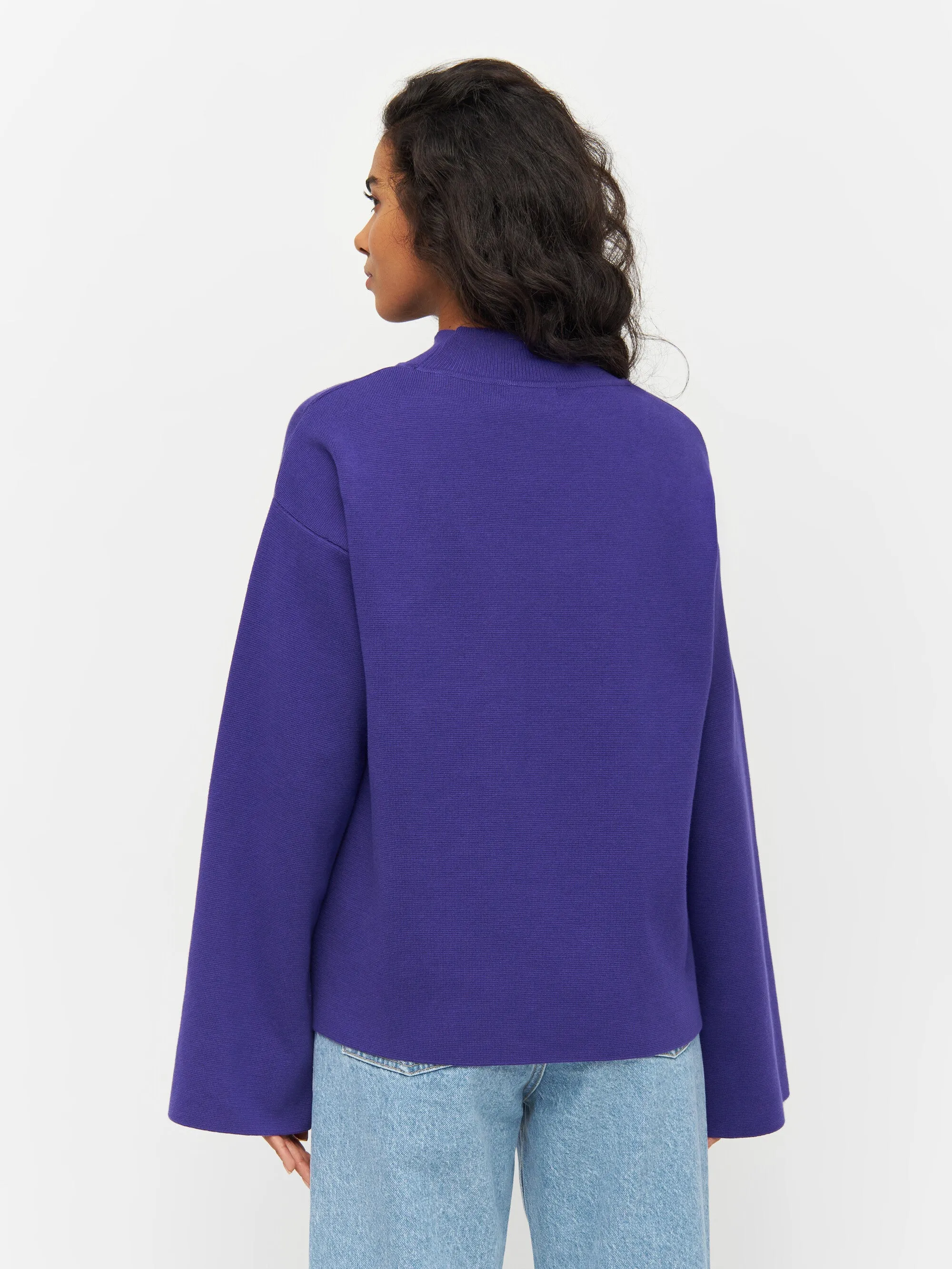 Cotton high neck knit - Deep Purple