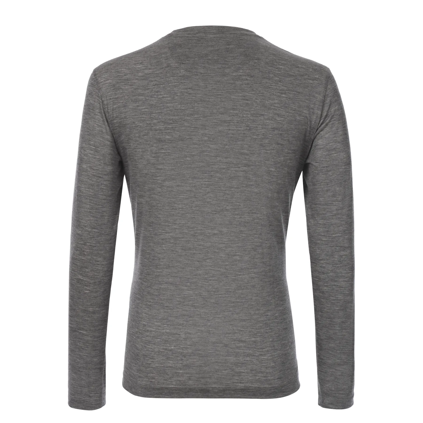 Crew-Neck Cashmere Long Sleeve T-Shirt in Light Grey