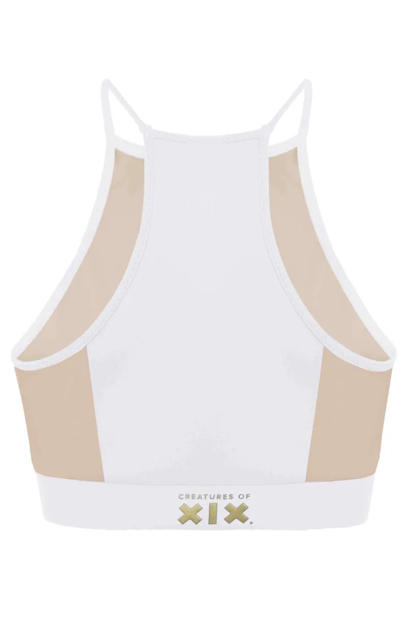 CXIX I S I S Halter Top - White with Sand Mesh