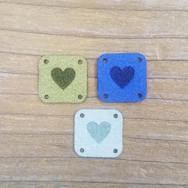 Faux Suede Solid Heart Square Single Tags