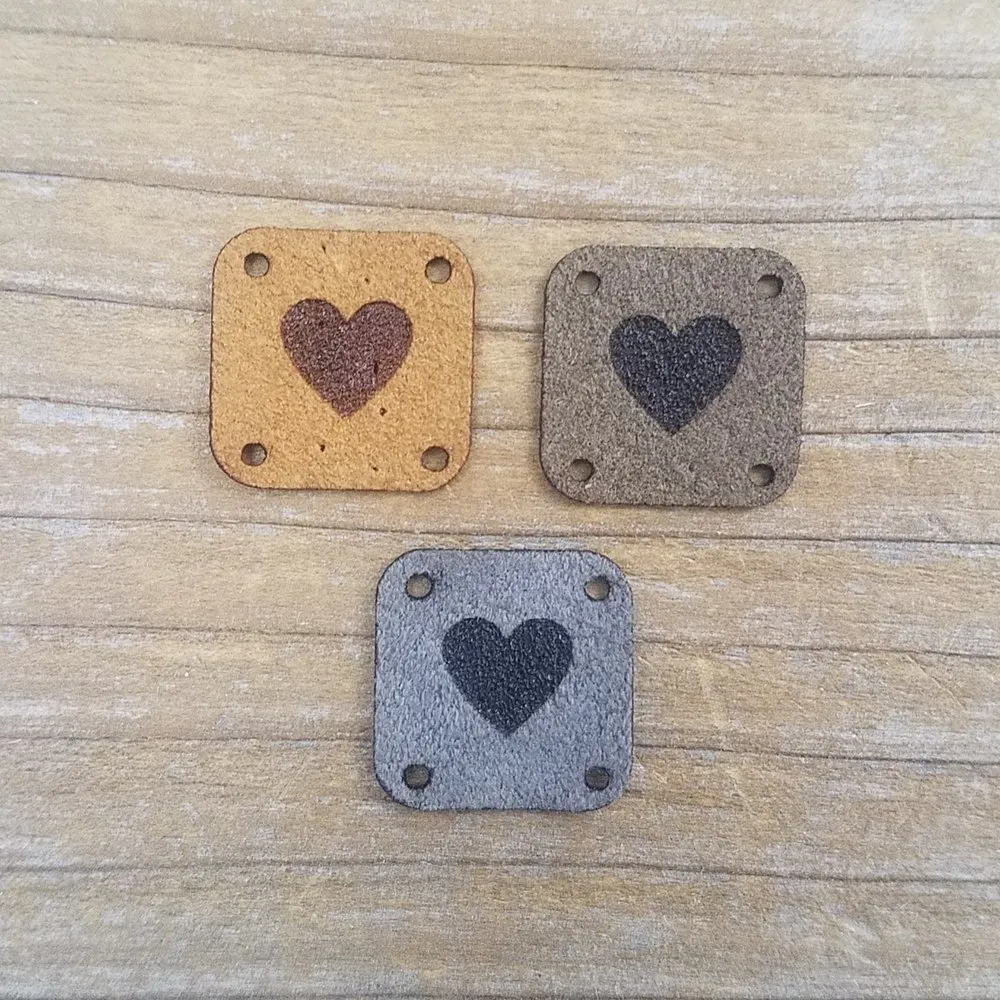 Faux Suede Solid Heart Square Single Tags