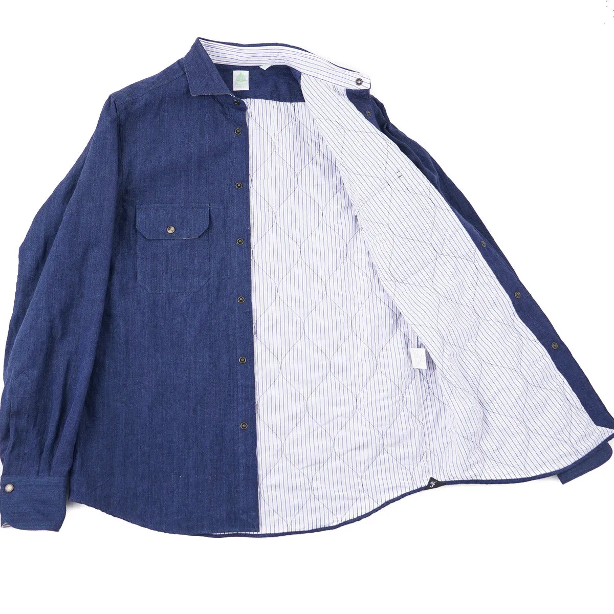 Finamore Quilted Linen Shirt-Jacket