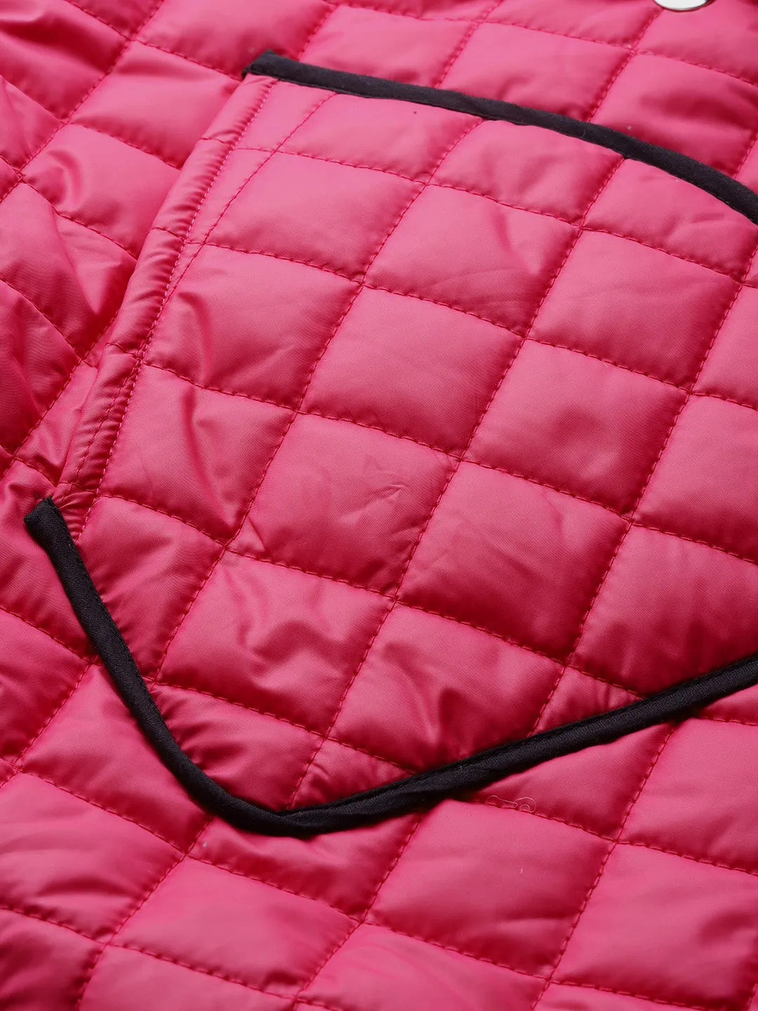 Fuchsia Piping Detail Quilted Jacket