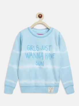 Girls Blue Poly Cotton Sweatshirt