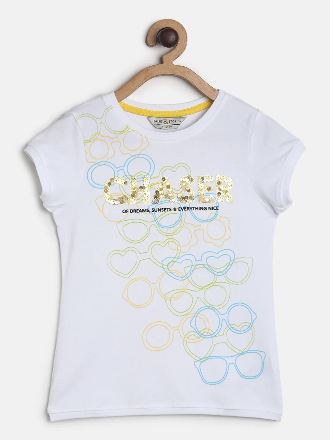 Girls White Printed T-shirt