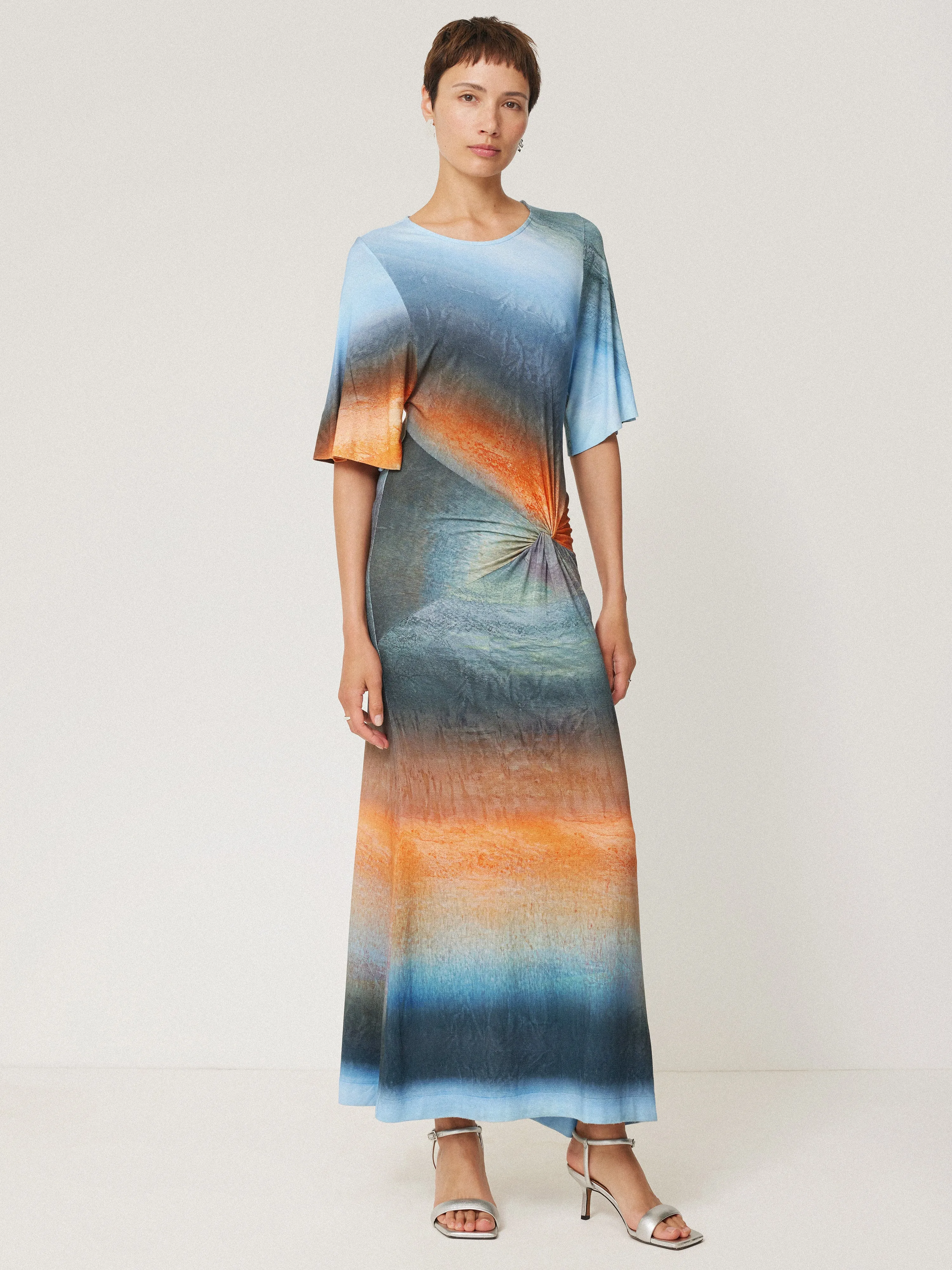 Glazed Abstract Twist Dress | Blue