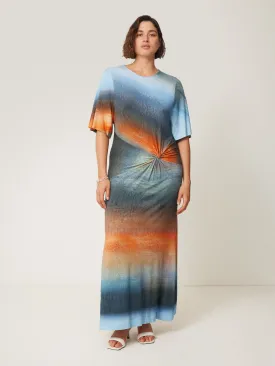 Glazed Abstract Twist Dress | Blue