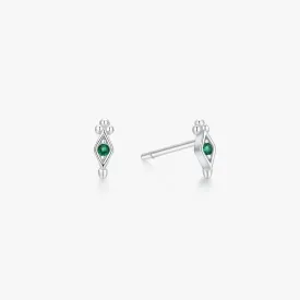 Green Gem Freya Studs in Silver