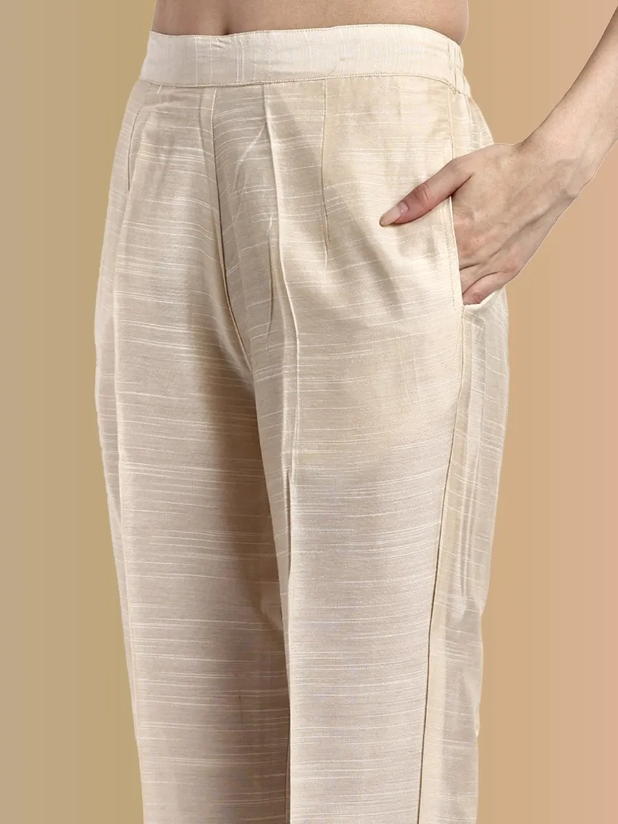 Handcrafted Offwhite Textured Silk Co-Ord - Set of 3