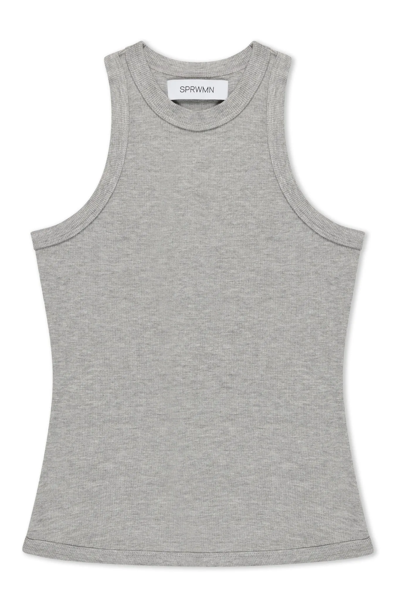 Heather Grey Rib High Neck Tank