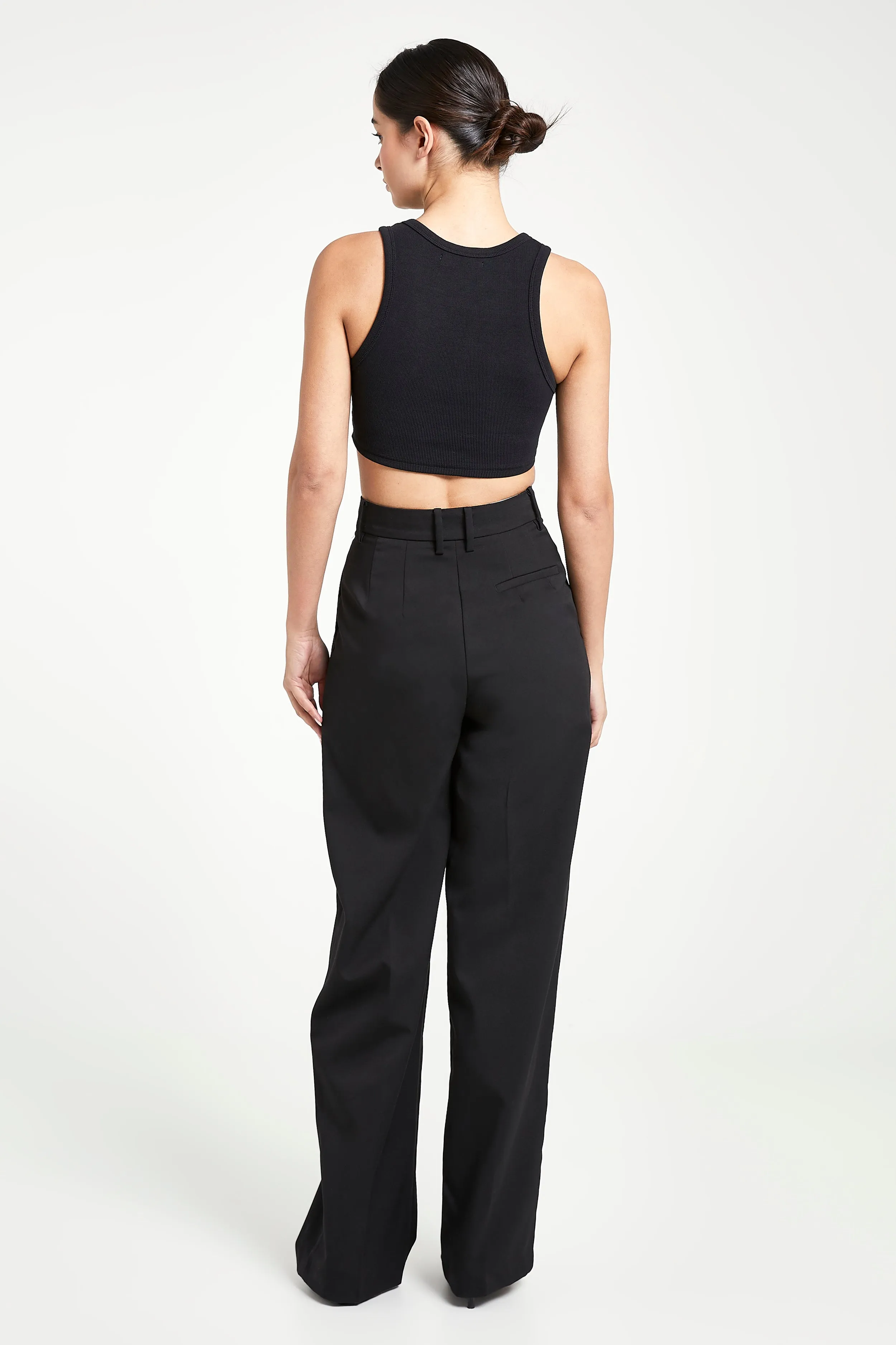 Heavy Ribbed Cropped Vest - Black