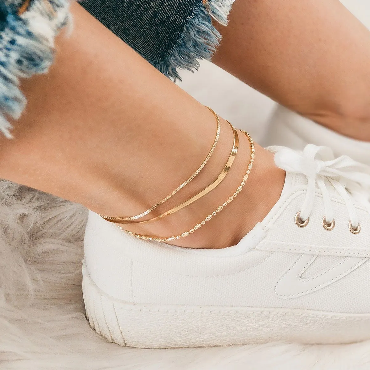 Hera Gold Layering Anklet Set