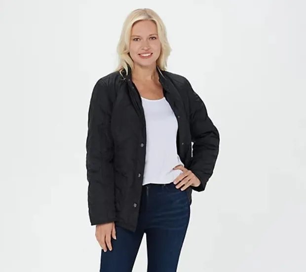 Isaac Mizrahi Live! Reversible Quilted to Sherpa Jacket, Black