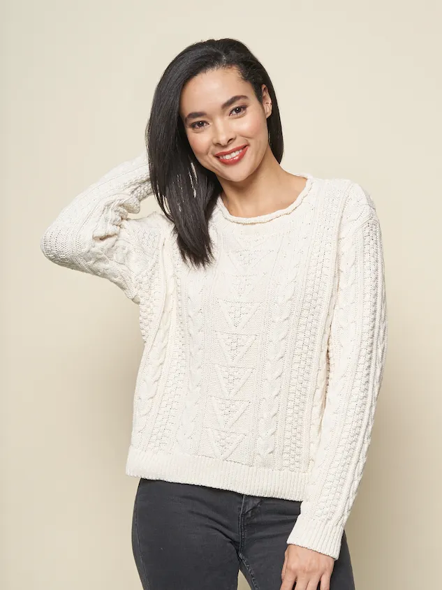 Jennifer Eco Cotton Cable Pullover Sweater