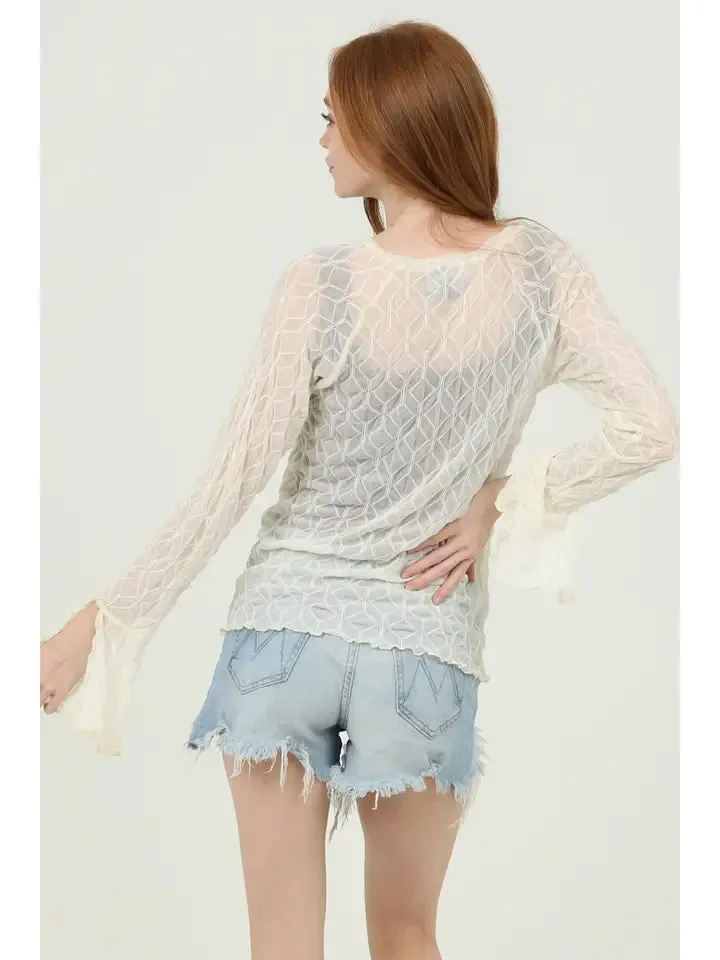 Lace Layering Top with Flare Sleeve