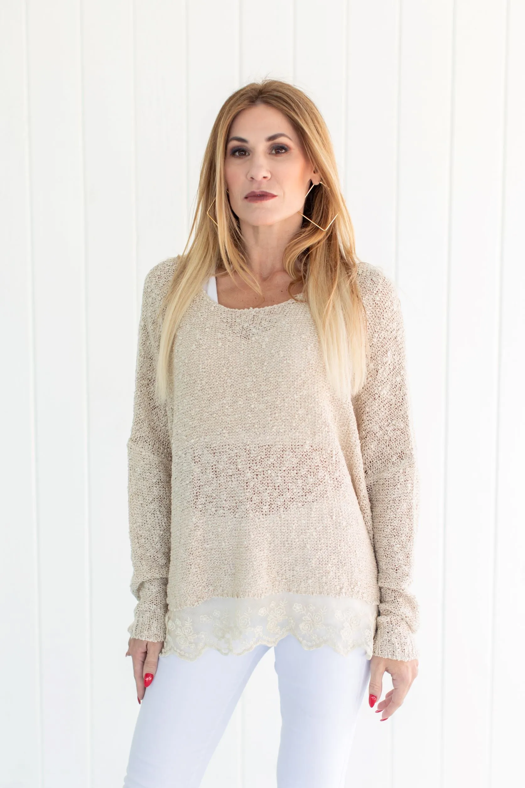 Lace Sweater Cream