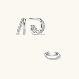 Lisa's Duo Layered Ear Stack Bundle Silver