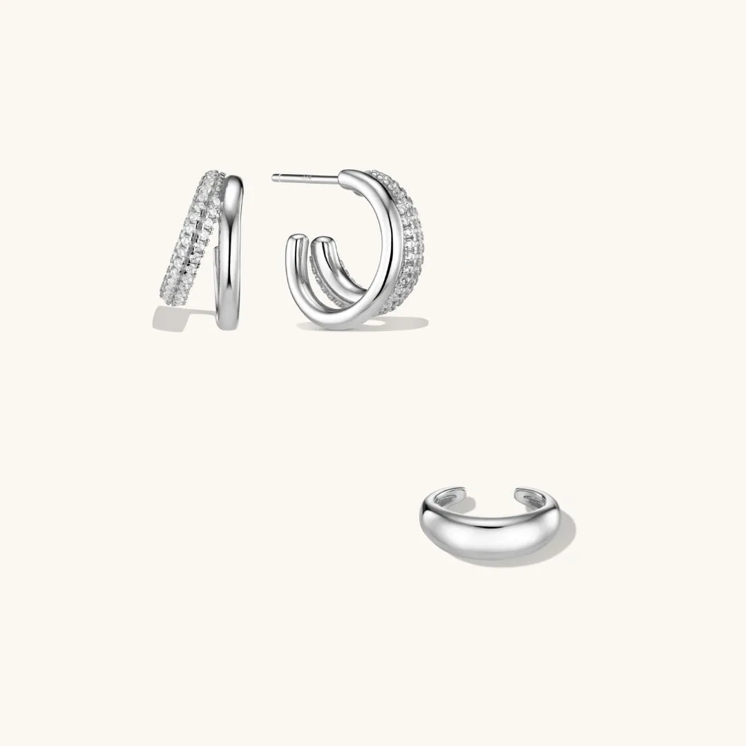 Lisa's Duo Layered Ear Stack Bundle Silver