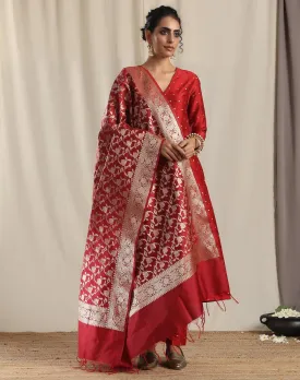 Maroon Brocade Dupatta