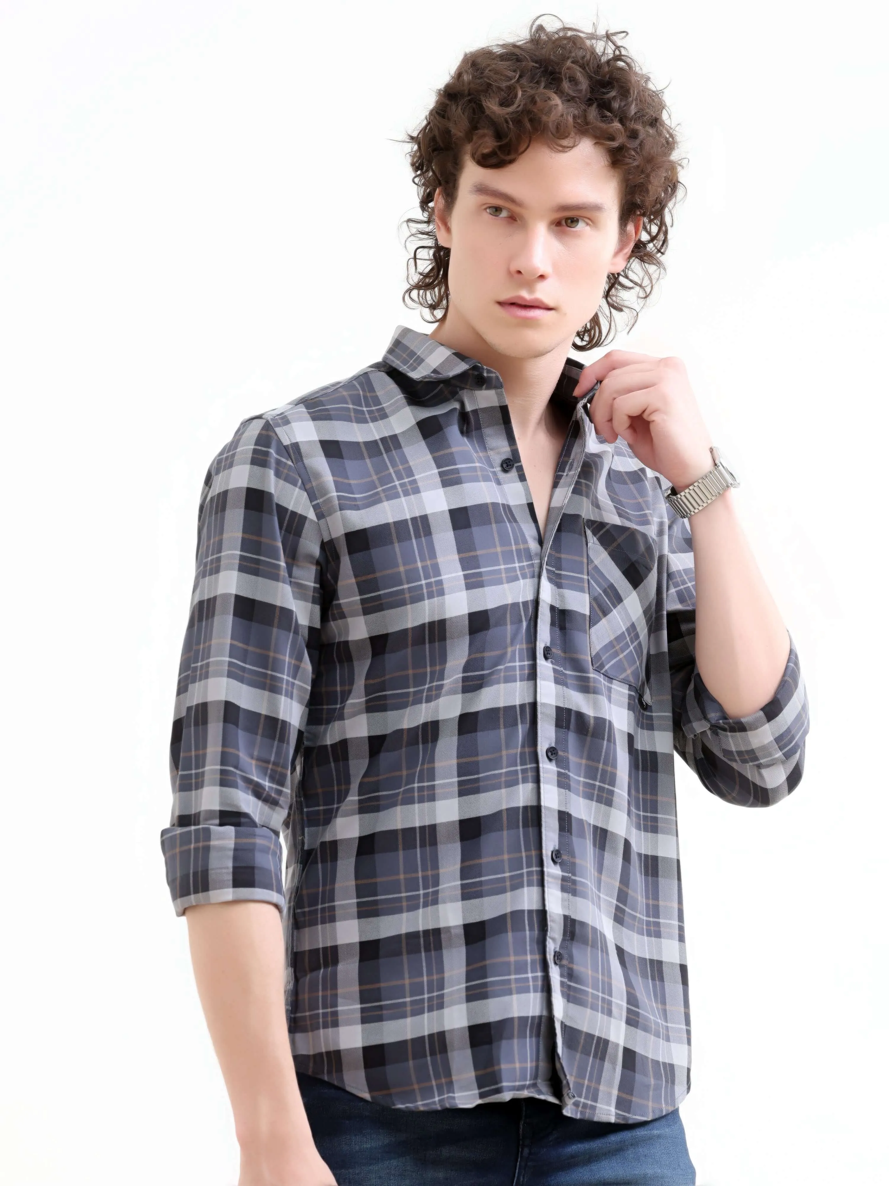 Melfi teal dupplin check shirt