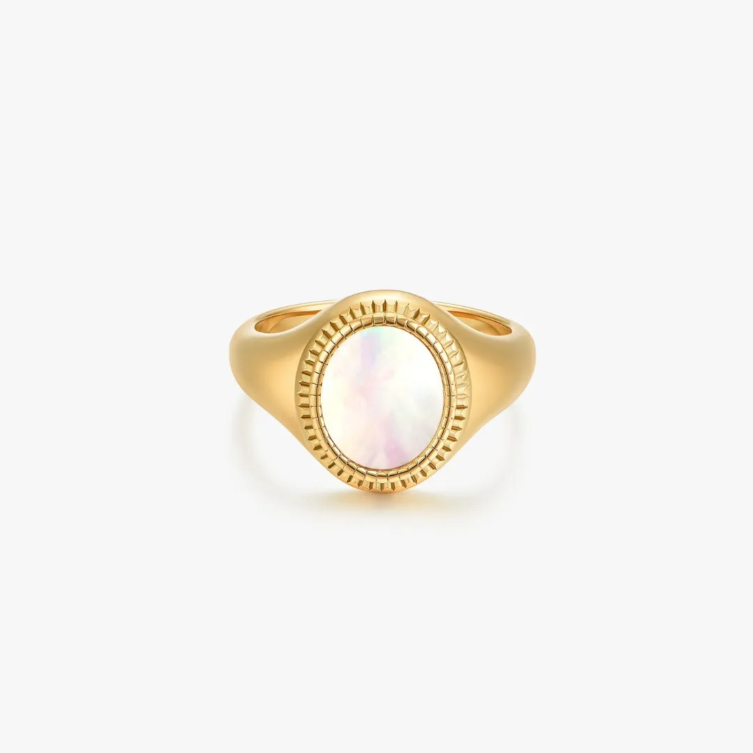 Mother of Pearl Signet Ring (Unisex)