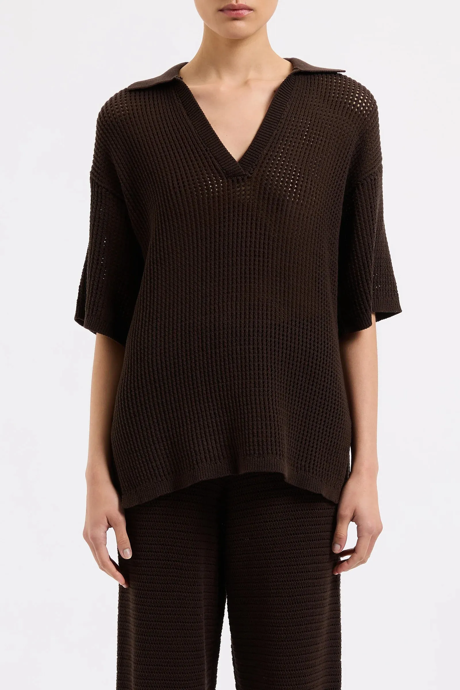 NUDE LUCY Willow Crochet Tunic ESPRESSO