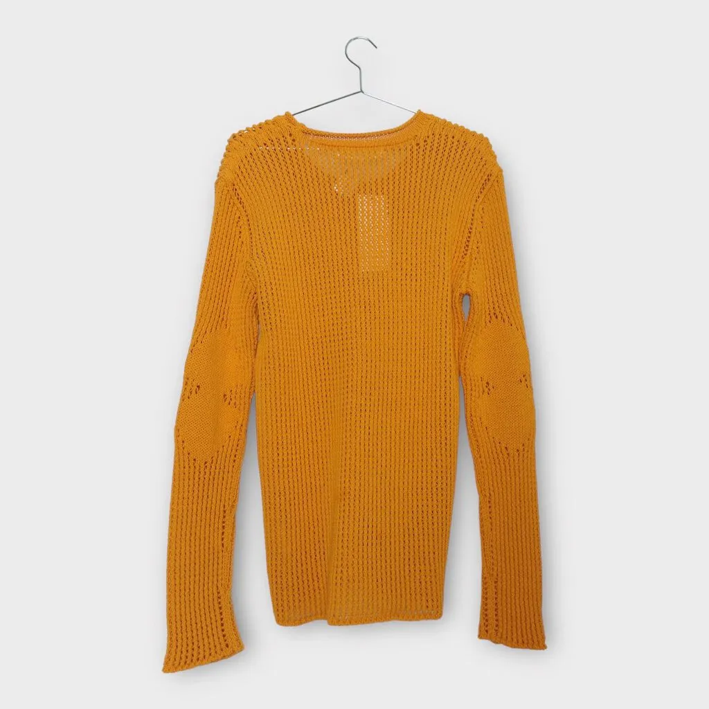 NWT Orange Grid Mesh Knit Pullover