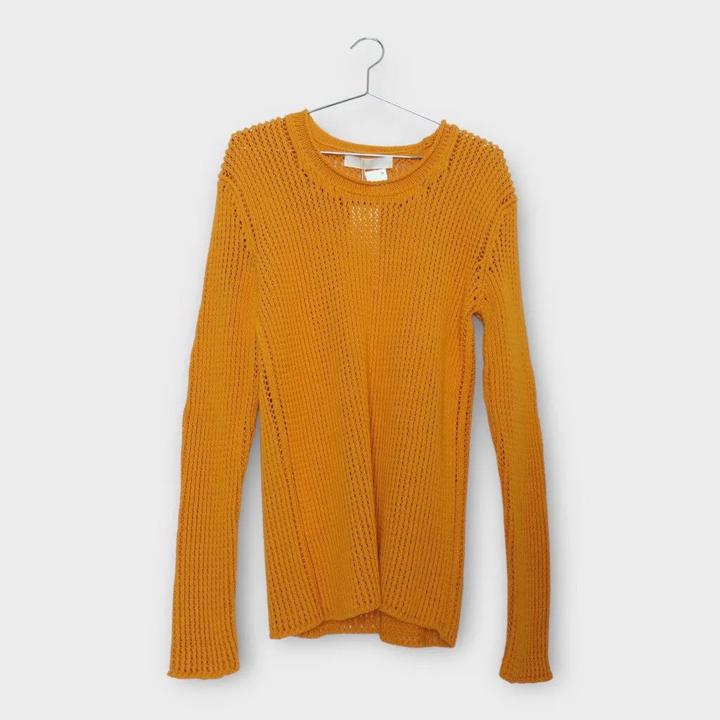 NWT Orange Grid Mesh Knit Pullover