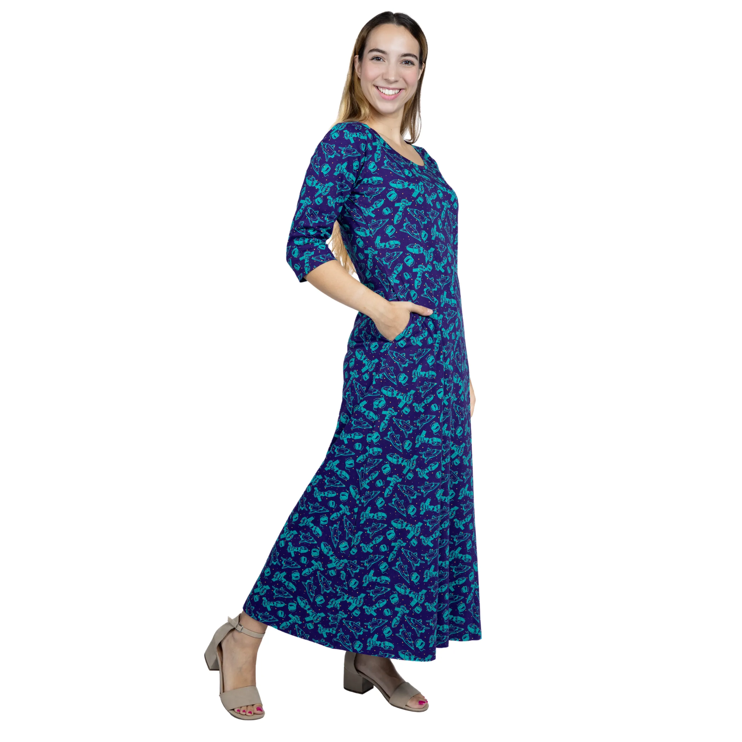 Outer Space 3/4th Sleeve Maxi Dress