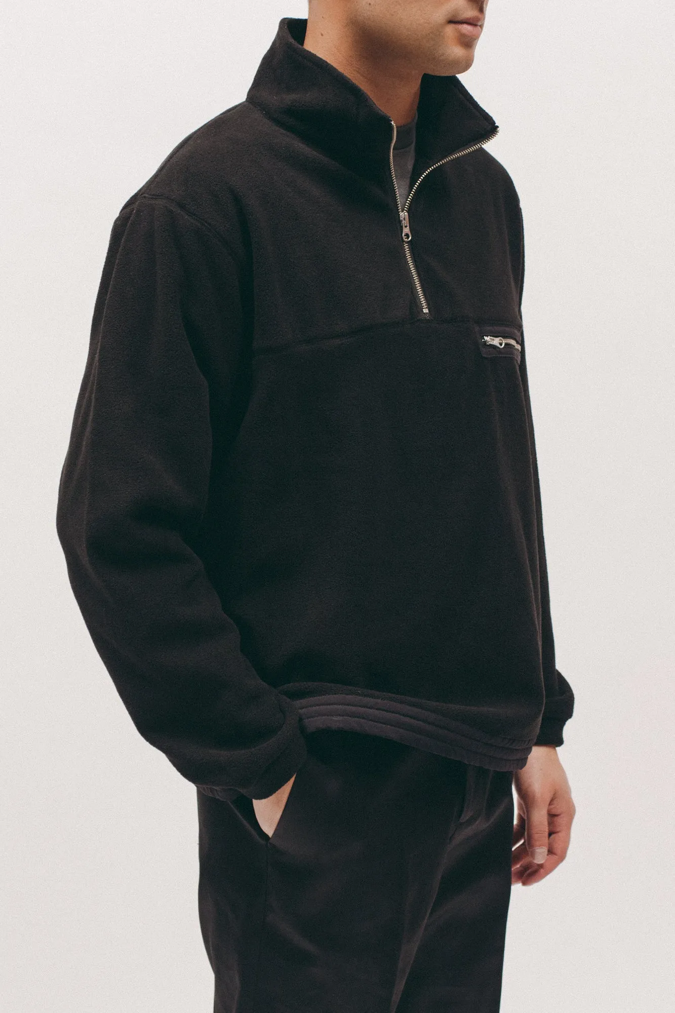 Polar Fleece Popover- Black