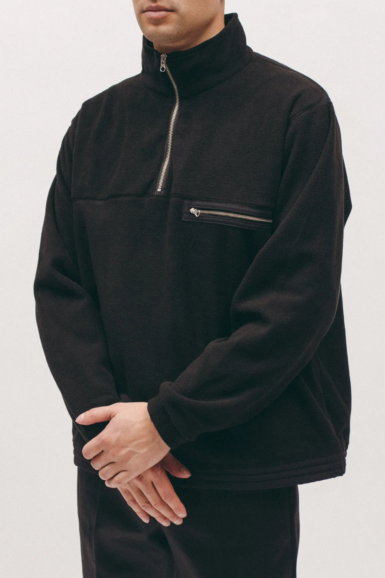 Polar Fleece Popover- Black