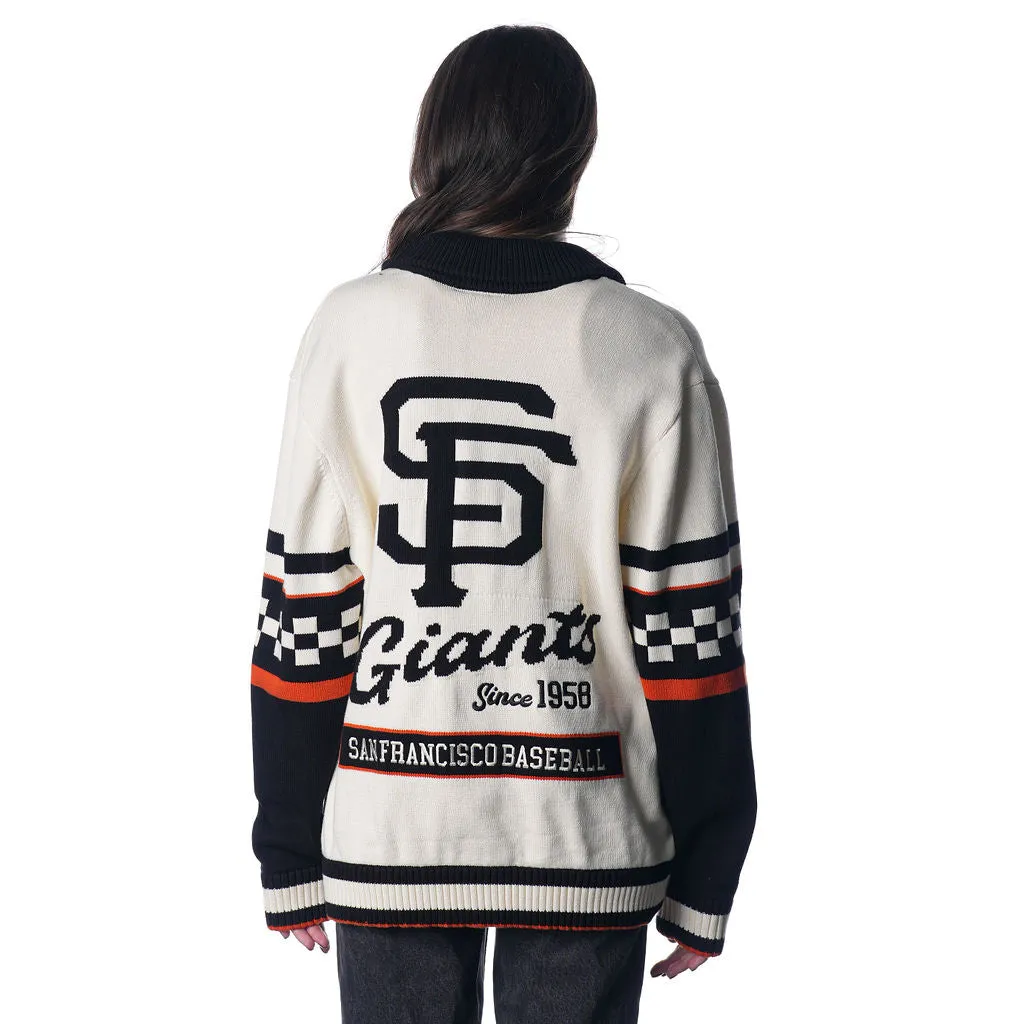 SAN FRANCISCO GIANTS JACQUARD BUTTON UP SWEATER - CREAM